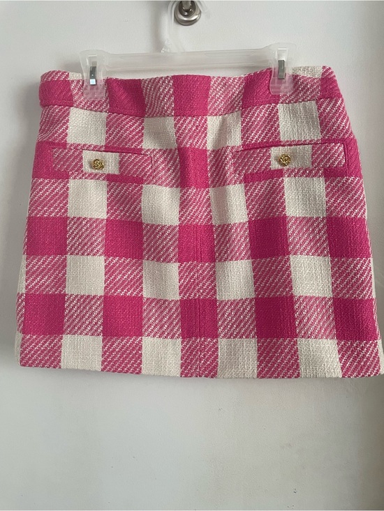 On 34 Dresses & Skirts - Pink and White Gingham Mini Skirt with Gold Button Detail New w/o Tag